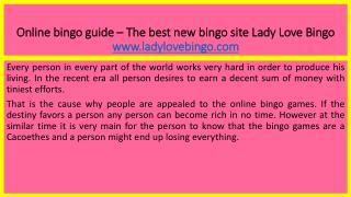 Online bingo guide â€“ The best new bingo site Lady Love Bingo