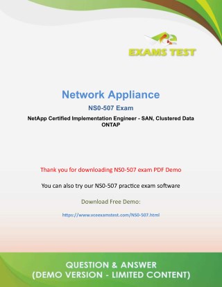 Get NetApp NS0-507 VCE Exam Software 2018 - [DOWNLOAD and Prepare]