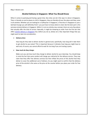 Alcohol Delivery in Singapore- What You Should Know