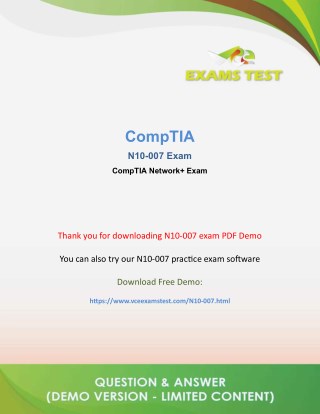 Get CompTIA N10-007 VCE Exam 2018 - [DOWNLOAD and Prepare]