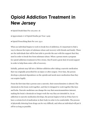 Opioid Addiction Treatment in New Jersey