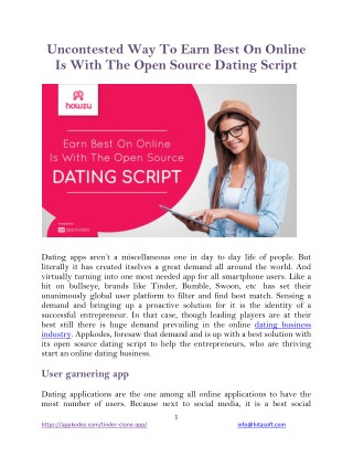 Uncontested Way To Earn Best On Online Is With The Open Source Dating Script