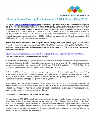 Column assist EPS (CEPS) holds the largest market share in 2017