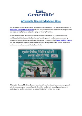 Affordable Generic Medicine Store