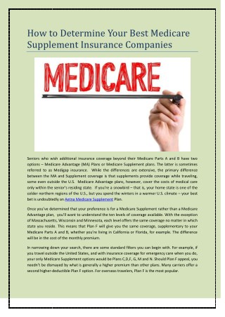 How to Determine Your Best Medicare Supplement Insurance Companies