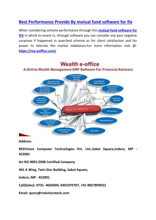 Best Performance Provide By mutual fund software for ifa