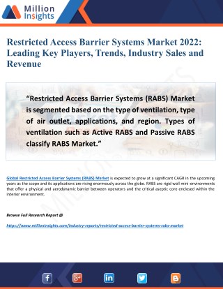 Restricted Access Barrier Systems Marketâ€“ Technology, Industry Sales