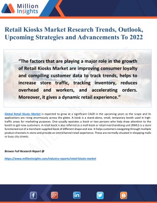 Retail Kiosks Marketâ€“ Technology, Industry Sales, Revenue, Key Players