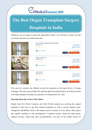 The best organ transplant surgery hospitals in India