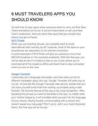 6 MUST TRAVELERS APPS YOU SHOULD KNOW