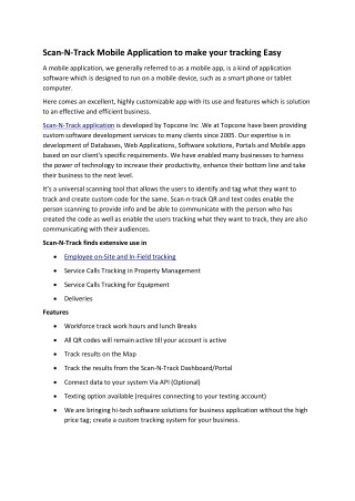Scan-N-Track Mobile Application to make your tracking Easy