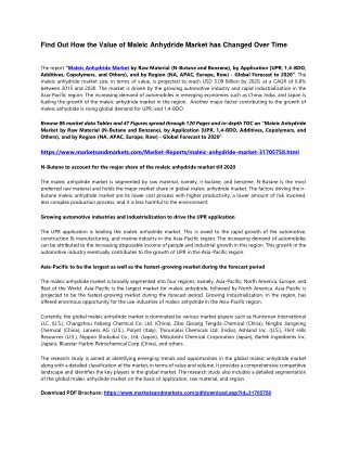 Find Out How the Value of Maleic Anhydride Market has Changed Over Time