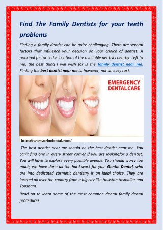 Find The Family Dentists for your teeth problems