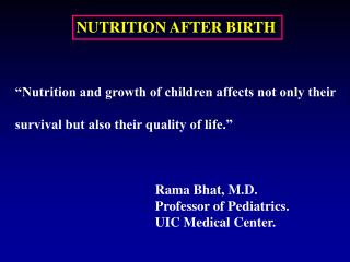 NUTRITION AFTER BIRTH