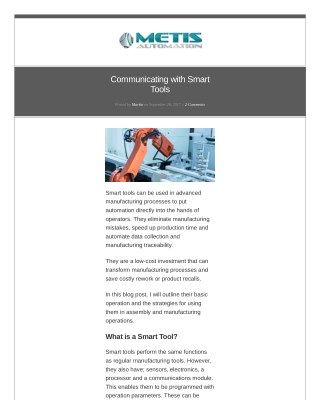 Communicating with Smart Tools | Connected Manufacturing
