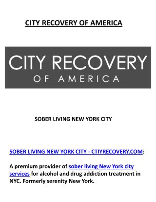 Find Best Sober Living at Cityrecovery.com