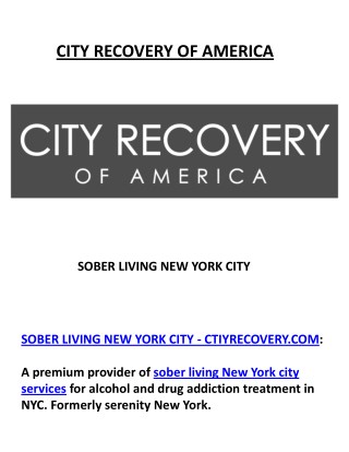 Sober Living Nyc at Cityrecovery.com