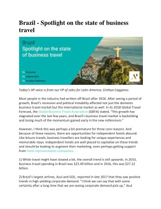 Brazil - Spotlight on the state of business travel
