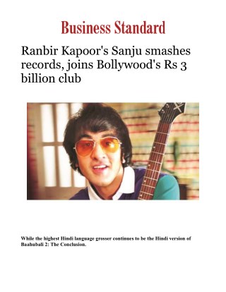 Ranbir Kapoor's Sanju smashes records, joins Bollywood's Rs 3 billion club
