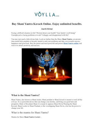 Buy Shani Yantra Kavach Online. Enjoy unlimited benefits.