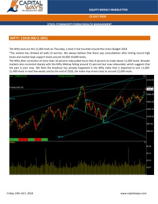 Capitalways Weekly Report Equity 16th July 2018