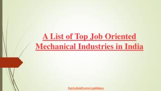 A List of Top Job Oriented Mechanical Industries in India