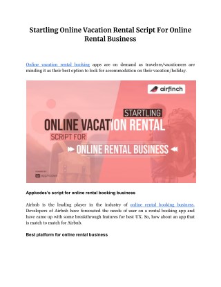 Startling Online Vacation Rental Script For Online Rental Business - appkodes
