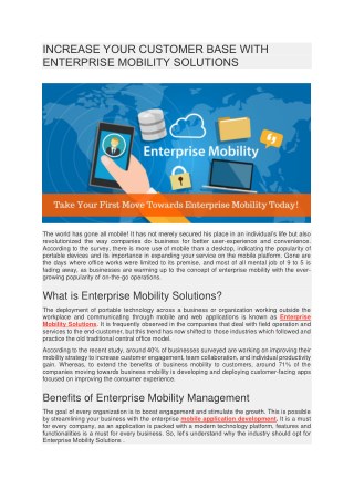 INCREASE YOUR CUSTOMER BASE WITH ENTERPRISE MOBILITY SOLUTIONS