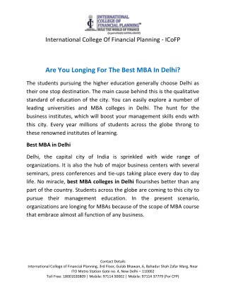 Best MBA in Delhi