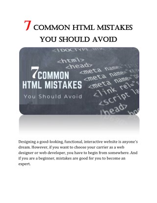 7 Common HTML Mistakes You Should Avoid