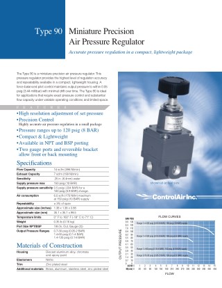 ControlAir Type 90 Miniature Precision Air Pressure Regulator