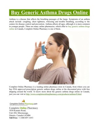 Buy Generic Asthma Drugs Online
