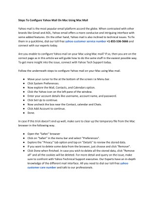 Steps To Configure Yahoo Mail On Mac Using Mac Mail