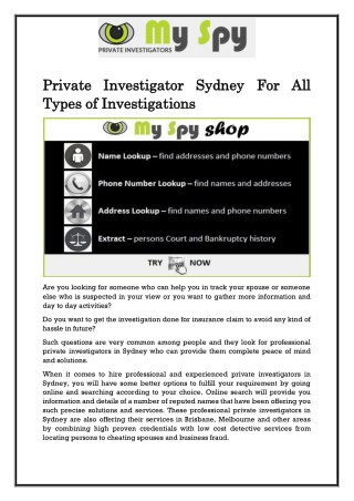 Private Investigator Sydney For All Types of Investigations