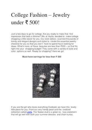 College Fashion â€“ Jewelry under â‚¹ 500!