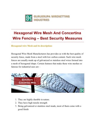 Hexagonal Wire Mesh And Concertina Wire Fencing â€“ Best Security Measures