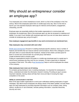 Why should an entrepreneur consider an employee app?