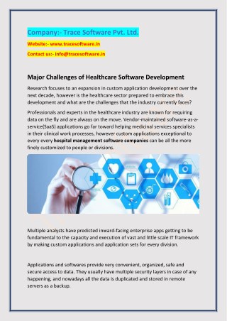 Major Challenges of Healthcare Software Development