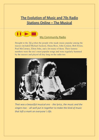 The Evolution of Music and 70s Radio Stations Online â€“ The Musical