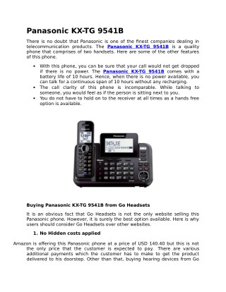 Panasonic KX-TG9541B - goheadsets