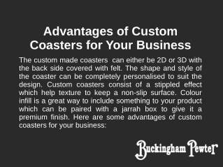 Advantages of Custom Coasters for Your Business