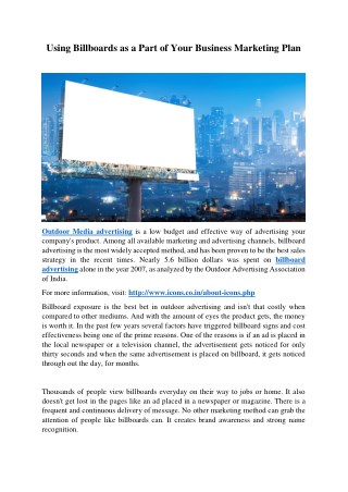Using Billboards As a Part of Your Business Marketing Plan