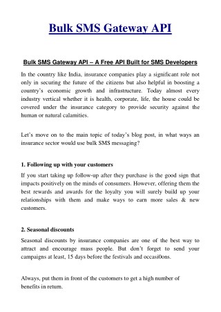 Bulk SMS Gateway API is Most authentic, scalable and custom-built