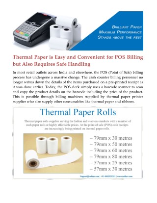 Thermal Paper is Easy and Convenient for POS Billing but Also Requires Safe Handling