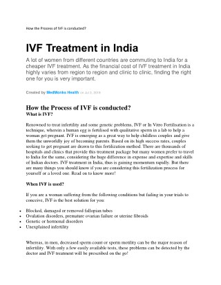 How the Process of IVF is conducted?