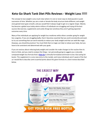 Keto Go Shark Tank Diet Pills Reviews - Weight Loss