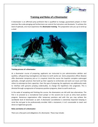 Training and Roles of a Divemaster