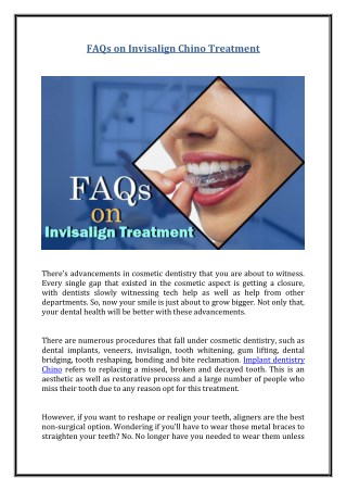 FAQs on Invisalign Chino Treatment