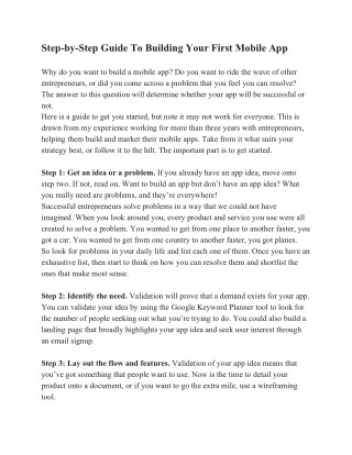 Step-by-Step Guide To Building Your First Mobile App
