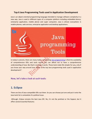 Top 6 Java Programming Tools used in Application Development